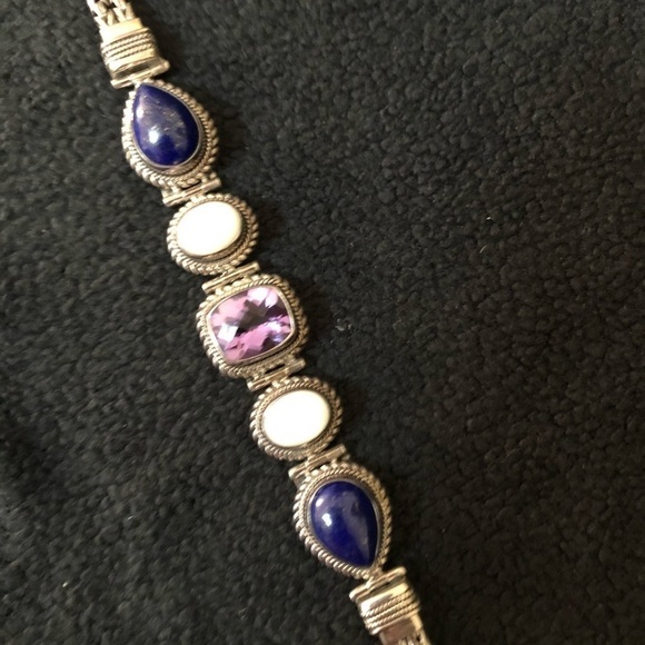 8” .925 Silver and Stone Toggle Bracelet - Picture 1 of 5